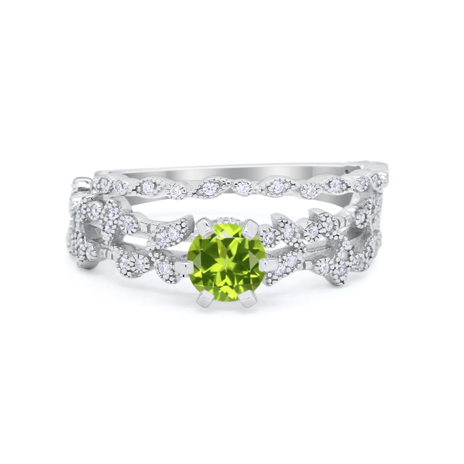 Wedding Engagement Ring Band Bridal Set Round Cubic Zirconia 925 Sterling Silver Art Deco