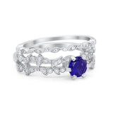 Wedding Engagement Ring Band Bridal Set Round Cubic Zirconia 925 Sterling Silver Art Deco