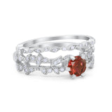 Wedding Engagement Ring Band Bridal Set Round Cubic Zirconia 925 Sterling Silver Art Deco