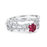 Wedding Engagement Ring Band Bridal Set Round Cubic Zirconia 925 Sterling Silver Art Deco