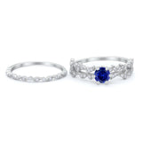 Wedding Engagement Ring Band Bridal Set Round Cubic Zirconia 925 Sterling Silver Art Deco