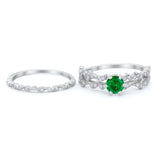 Wedding Engagement Ring Band Bridal Set Round Cubic Zirconia 925 Sterling Silver Art Deco