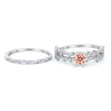 Wedding Engagement Ring Band Bridal Set Round Cubic Zirconia 925 Sterling Silver Art Deco