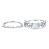 Wedding Engagement Ring Band Bridal Set Round Cubic Zirconia 925 Sterling Silver Art Deco