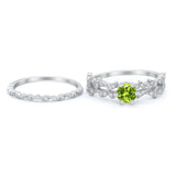 Wedding Engagement Ring Band Bridal Set Round Cubic Zirconia 925 Sterling Silver Art Deco