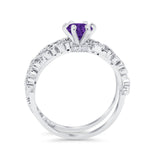 Wedding Engagement Ring Band Bridal Set Round Cubic Zirconia 925 Sterling Silver Art Deco