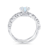 Wedding Engagement Ring Band Bridal Set Round Cubic Zirconia 925 Sterling Silver Art Deco