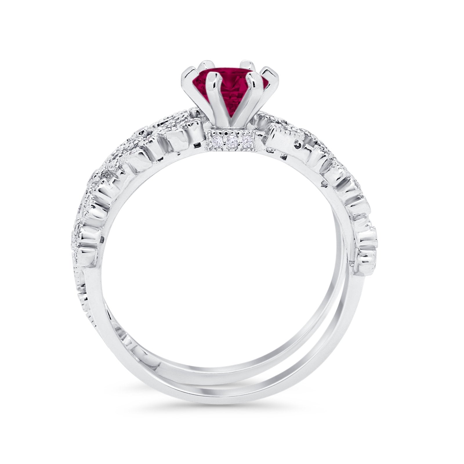 Wedding Engagement Ring Band Bridal Set Round Cubic Zirconia 925 Sterling Silver Art Deco