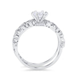 Wedding Engagement Ring Band Bridal Set Round Cubic Zirconia 925 Sterling Silver Art Deco