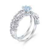 Wedding Engagement Ring Band Bridal Set Round Cubic Zirconia 925 Sterling Silver Art Deco