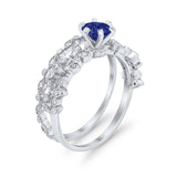 Wedding Engagement Ring Band Bridal Set Round Cubic Zirconia 925 Sterling Silver Art Deco