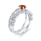 Wedding Engagement Ring Band Bridal Set Round Cubic Zirconia 925 Sterling Silver Art Deco
