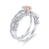 Wedding Engagement Ring Band Bridal Set Round Cubic Zirconia 925 Sterling Silver Art Deco