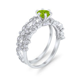 Wedding Engagement Ring Band Bridal Set Round Cubic Zirconia 925 Sterling Silver Art Deco