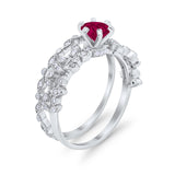 Wedding Engagement Ring Band Bridal Set Round Cubic Zirconia 925 Sterling Silver Art Deco