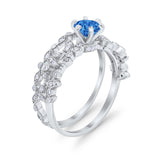 Wedding Engagement Ring Band Bridal Set Round Cubic Zirconia 925 Sterling Silver Art Deco