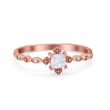 Art Deco Petite Dainty Wedding Ring Simulated Cubic Zirconia 925 Sterling Silver