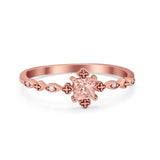 Art Deco Petite Dainty Wedding Ring Simulated Cubic Zirconia 925 Sterling Silver