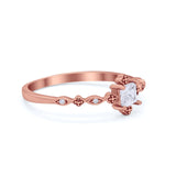 Art Deco Petite Dainty Wedding Ring Simulated Cubic Zirconia 925 Sterling Silver