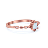 Art Deco Petite Dainty Wedding Ring Simulated Cubic Zirconia 925 Sterling Silver