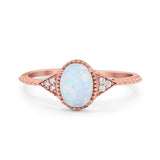 Oval Art Deco Wedding Engagement Bridal Ring Round Cubic Zirconia 925 Sterling Silver