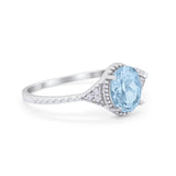 Oval Art Deco Wedding Engagement Bridal Ring Round Cubic Zirconia 925 Sterling Silver