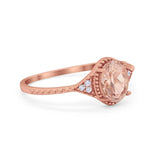 Oval Art Deco Wedding Engagement Bridal Ring Round Cubic Zirconia 925 Sterling Silver