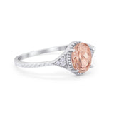 Oval Art Deco Wedding Engagement Bridal Ring Round Cubic Zirconia 925 Sterling Silver