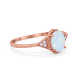 Oval Art Deco Wedding Engagement Bridal Ring Round Cubic Zirconia 925 Sterling Silver