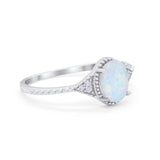 Oval Art Deco Wedding Engagement Bridal Ring Round Cubic Zirconia 925 Sterling Silver