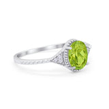 Oval Art Deco Wedding Engagement Bridal Ring Round Cubic Zirconia 925 Sterling Silver