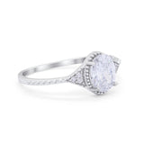 Oval Art Deco Wedding Engagement Bridal Ring Round Cubic Zirconia 925 Sterling Silver