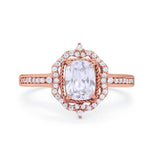 Halo Emerald Cut Wedding Engagement Bridal Ring Round Cubic Zirconia 925 Sterling Silver