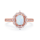 Halo Emerald Cut Wedding Engagement Bridal Ring Round Cubic Zirconia 925 Sterling Silver