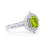 Halo Emerald Cut Wedding Engagement Bridal Ring Round Cubic Zirconia 925 Sterling Silver