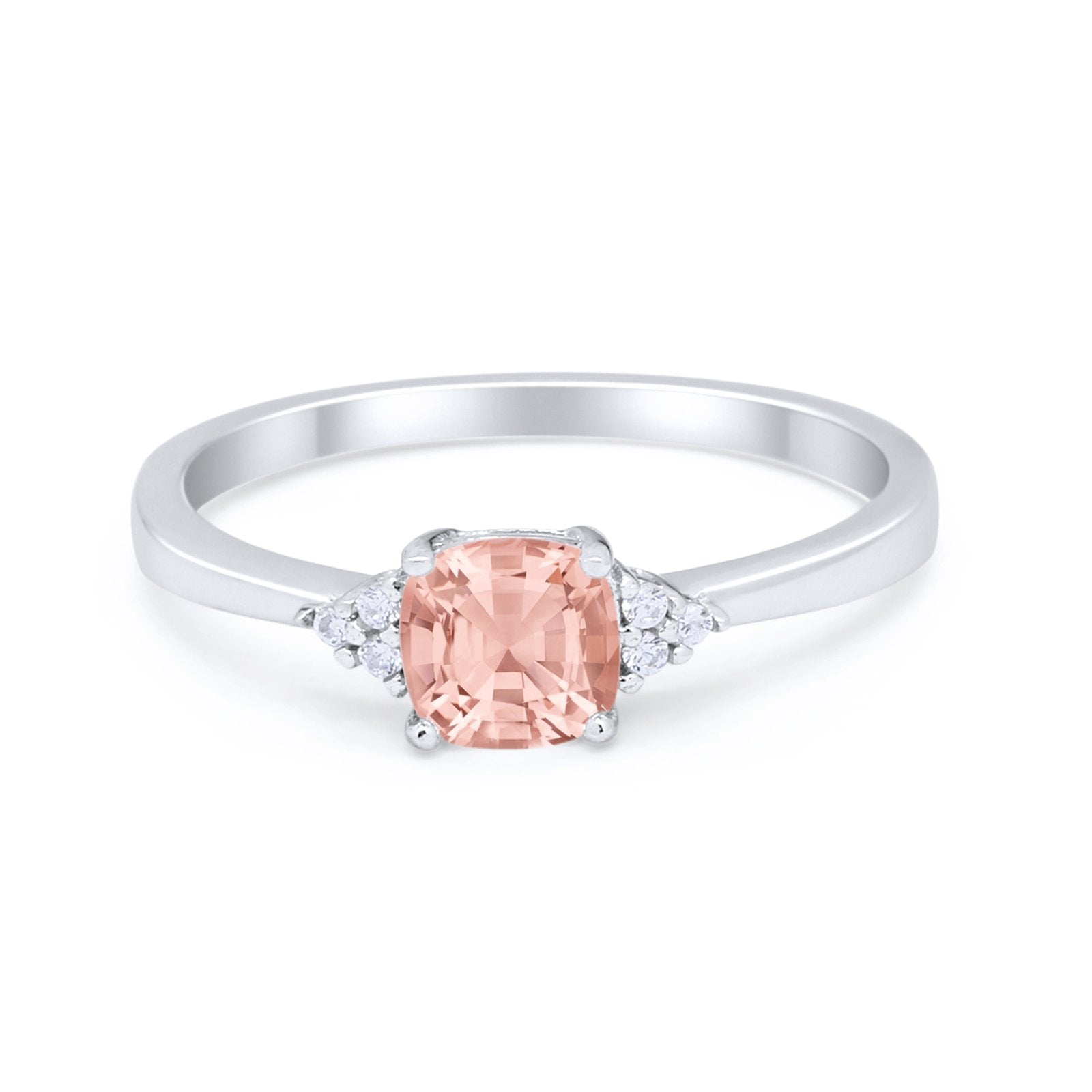 Cushion Cut Art Deco Wedding Engagement Ring Round Cubic Zirconia 925 Sterling Silver