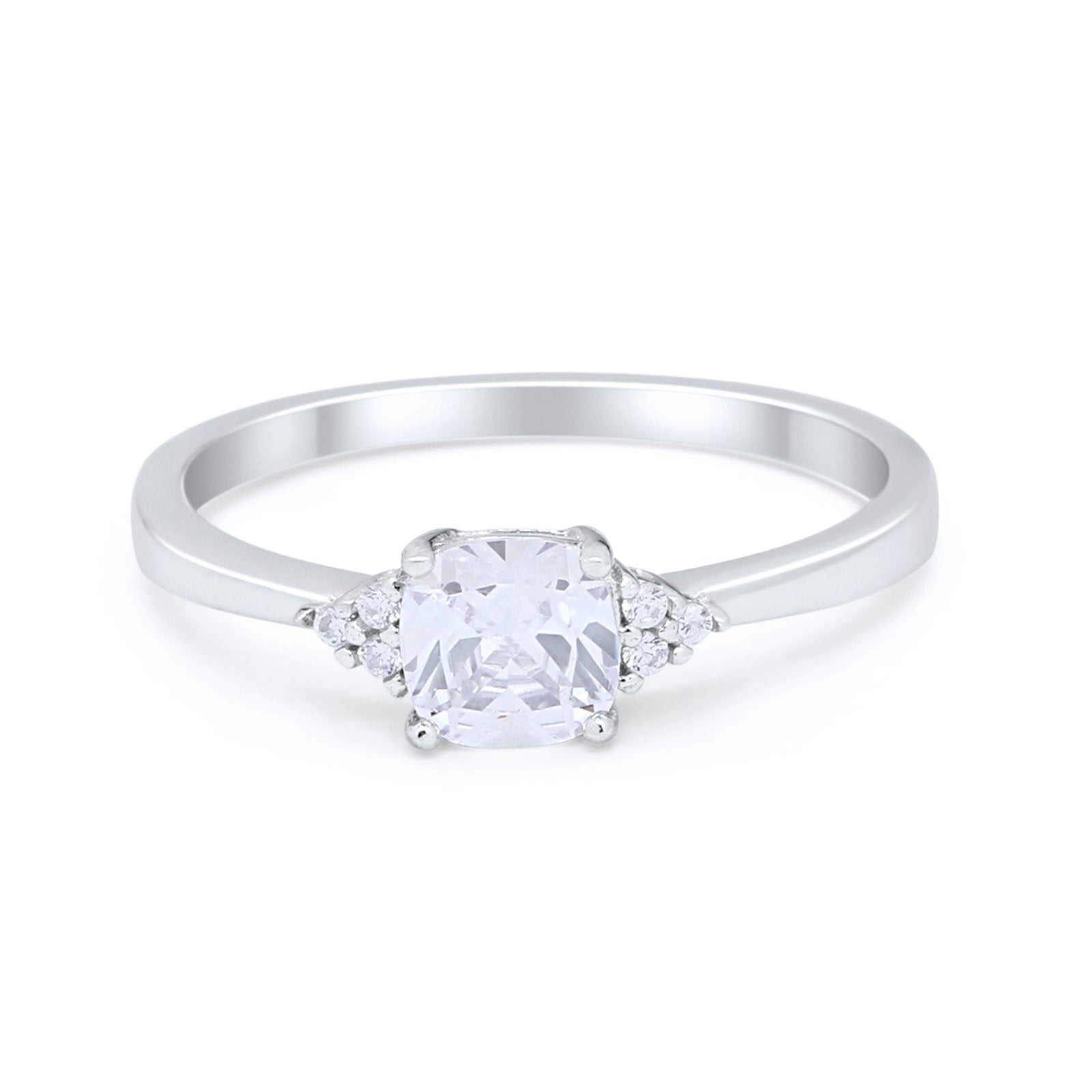 Cushion Cut Art Deco Wedding Engagement Ring Round Cubic Zirconia 925 Sterling Silver