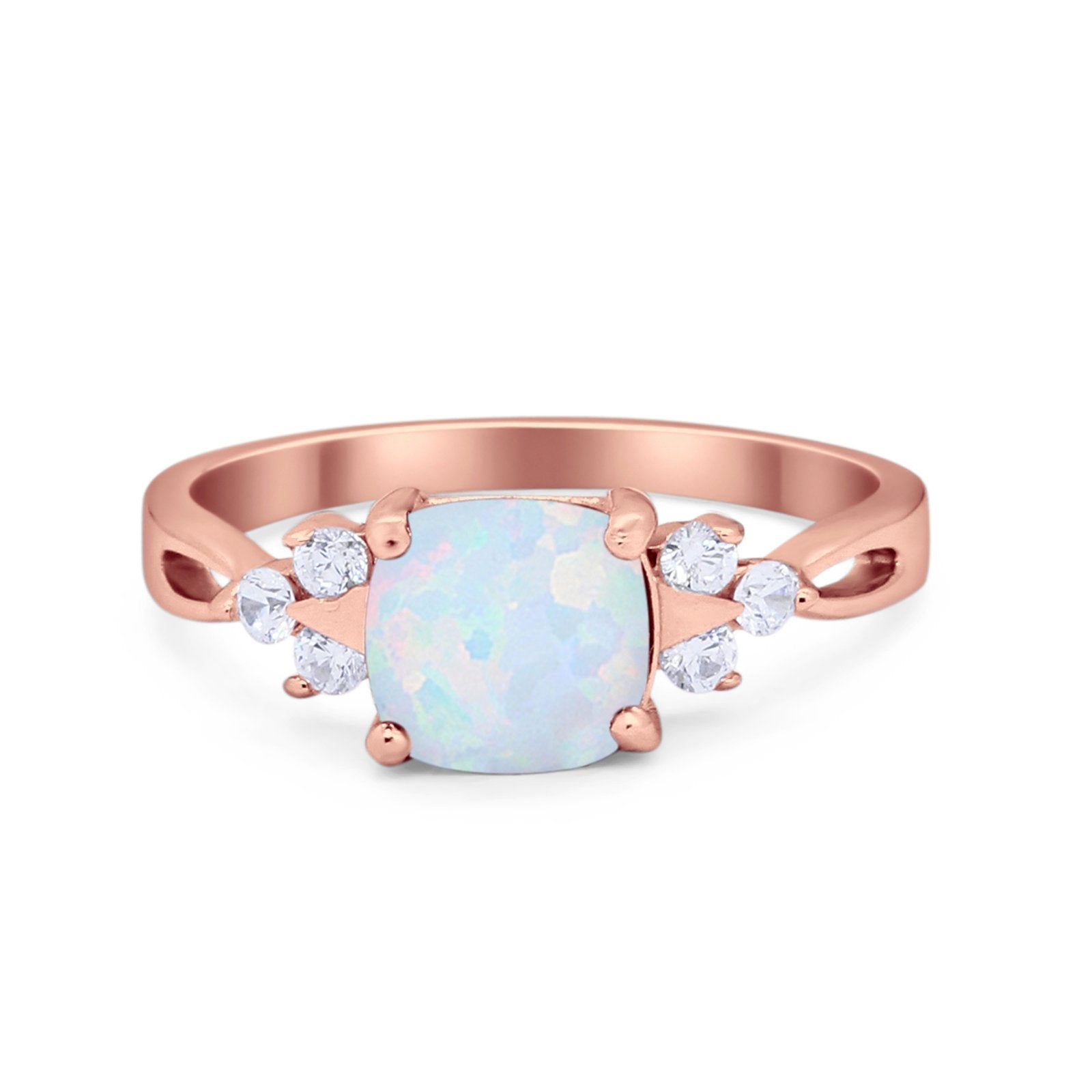 Art Deco Cushion Wedding Bridal Ring Round Cubic Zirconia 925 Sterling Silver