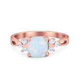 Art Deco Cushion Wedding Bridal Ring Round Cubic Zirconia 925 Sterling Silver