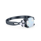 Art Deco Cushion Wedding Bridal Ring Round Cubic Zirconia 925 Sterling Silver