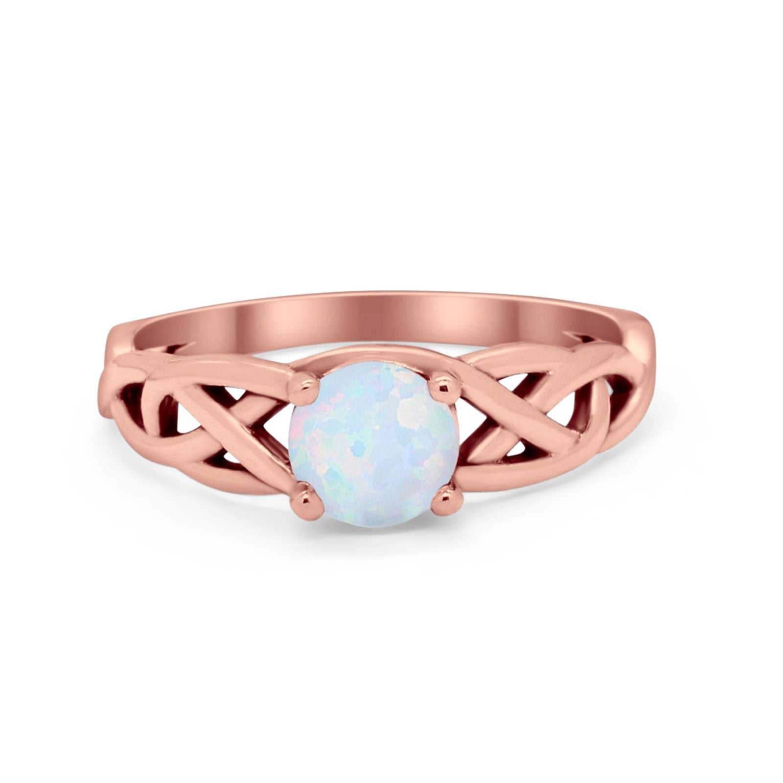 Solitaire Celtic Engagement Ring Round Cubic Zirconia 925 Sterling Silver