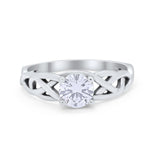 Solitaire Celtic Engagement Ring Round Cubic Zirconia 925 Sterling Silver