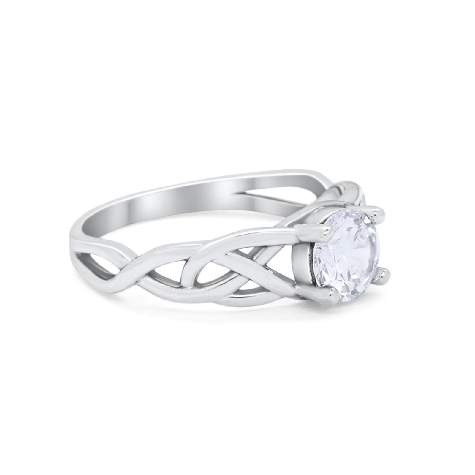 Solitaire Celtic Engagement Ring Round Cubic Zirconia 925 Sterling Silver