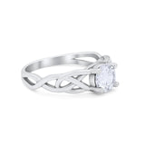 Solitaire Celtic Engagement Ring Round Cubic Zirconia 925 Sterling Silver