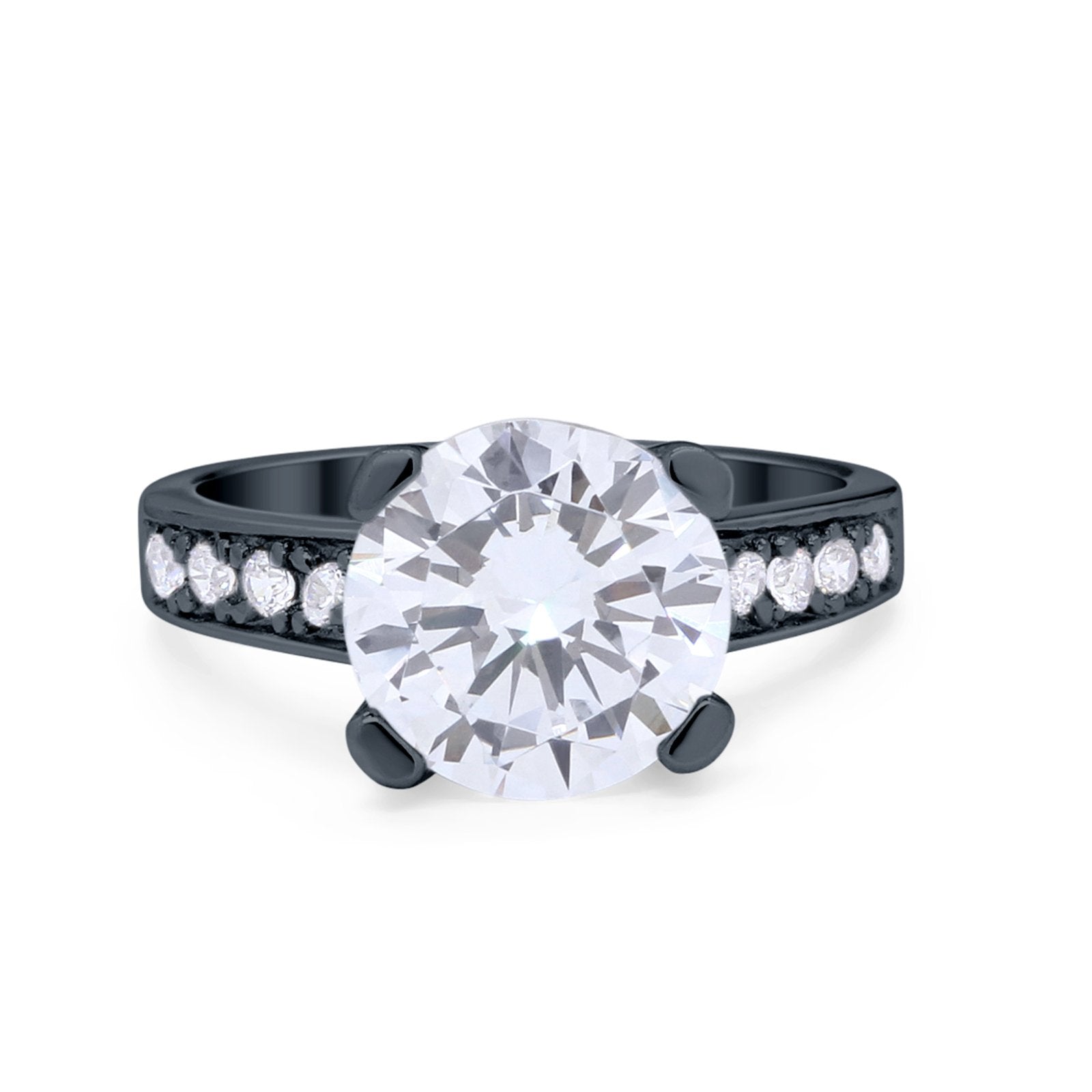 Solitaire Accent Wedding Engagement Ring Round CZ 925 Sterling Silver