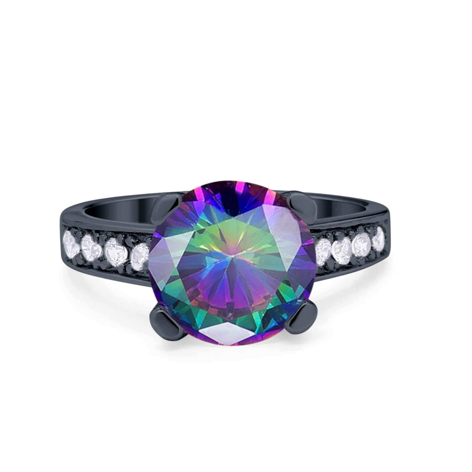 Solitaire Accent Wedding Engagement Ring Round CZ 925 Sterling Silver