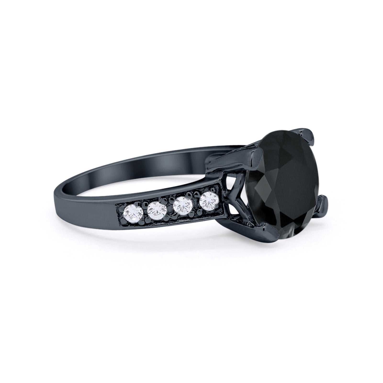 Solitaire Accent Wedding Engagement Ring Round CZ 925 Sterling Silver