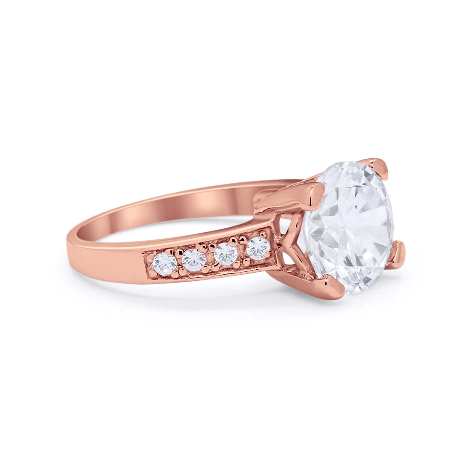 Solitaire Accent Wedding Engagement Ring Round CZ 925 Sterling Silver