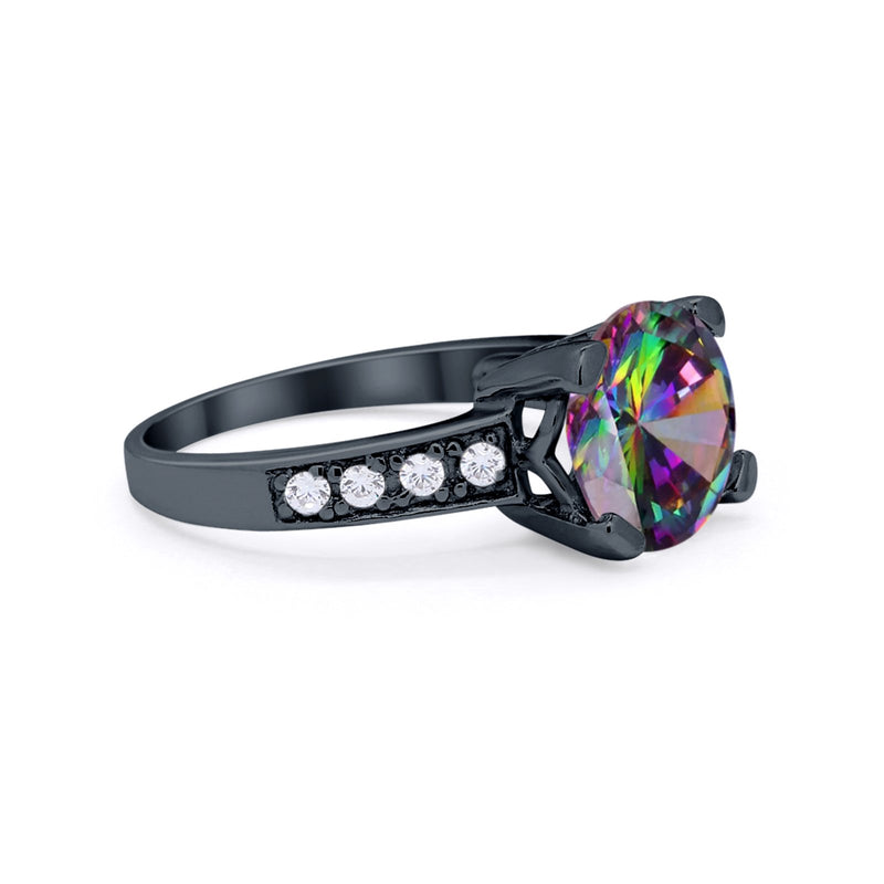 Solitaire Accent Wedding Engagement Ring Round CZ 925 Sterling Silver