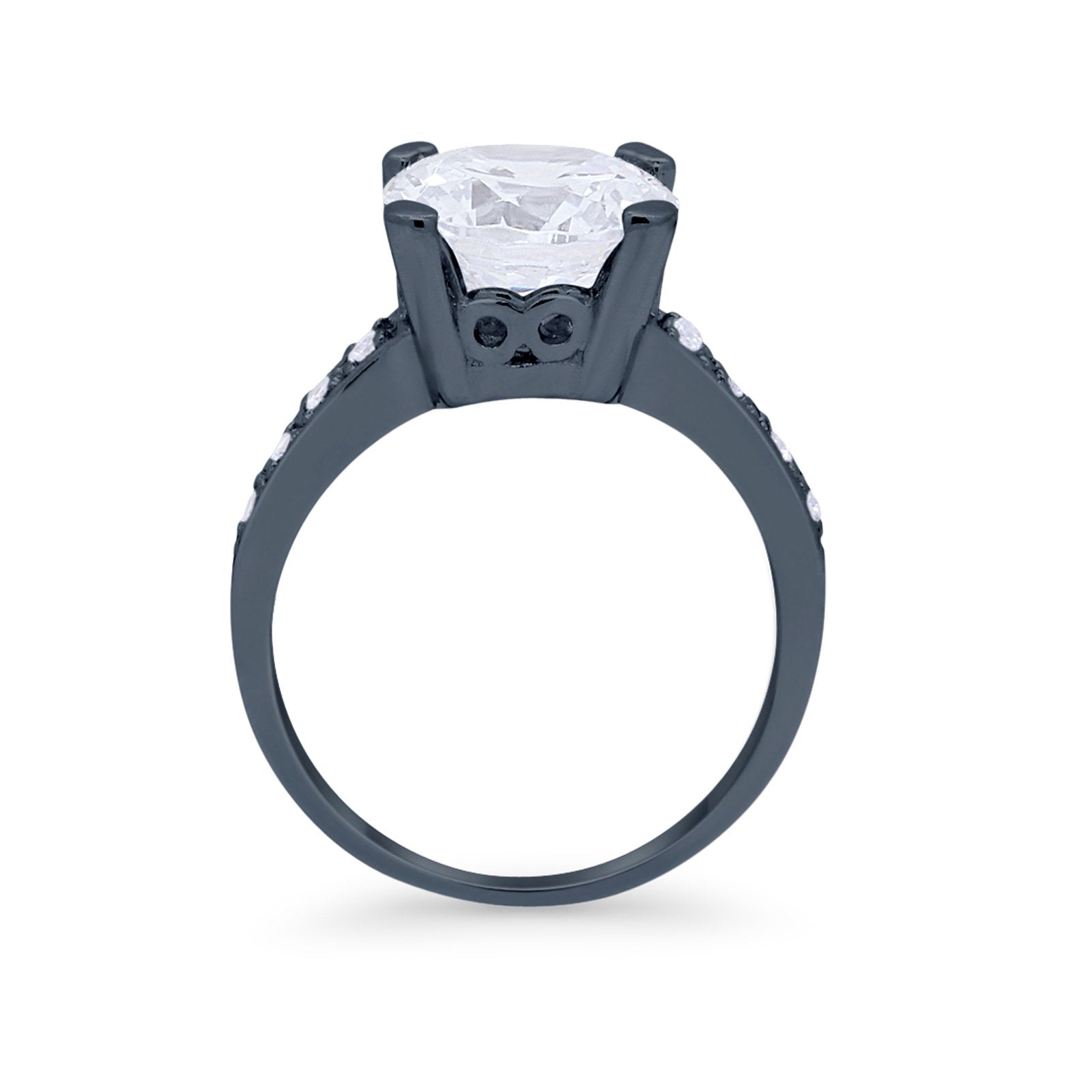 Solitaire Accent Wedding Engagement Ring Round CZ 925 Sterling Silver